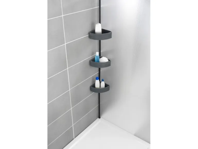 Wenko Teleskop-Eckregal Villata mit 3 Körben 28 x 20,5 x 275 cm Schwarz-Grau