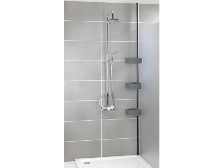 Wenko Teleskop-Eckregal Villata mit 3 Körben 28 x 20,5 x 275 cm Schwarz-Grau