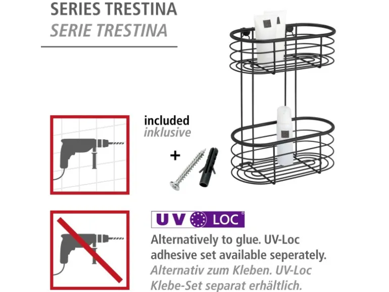 WENKO Wandregal Trestina Edelstahl 2 Etagen Schwarz