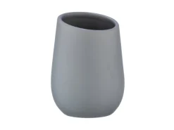 Wenko Zahnputzbecher Badi Grau Keramik 8 x 11 x 8 cm