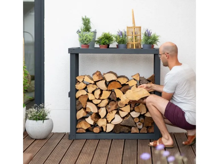 Westmann Holz Kaminholzregal Harald Anthrazit 52x108x106 cm