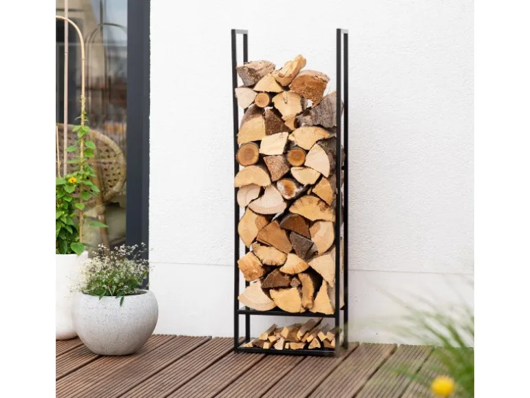 Westmann Stahl Kaminholzregal Porthos Schwarz 40x20x120 cm