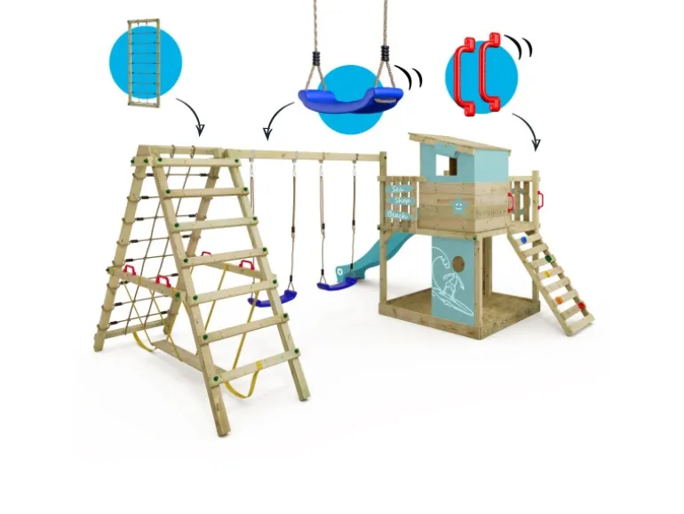 Wickey Spielturm Smart Surf Klettergerüst mit Rutsche Pastellblau
