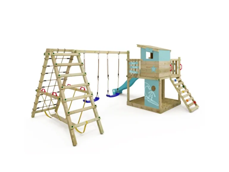 Wickey Spielturm Smart Surf Klettergerüst mit Rutsche Pastellblau