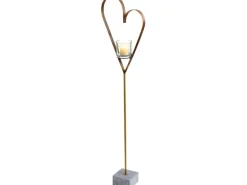 Windlicht Herz mit Betonfuß 140 cm x 17 cm x 36 cm Metall Rosteffekt