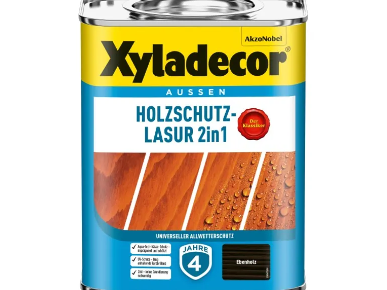 Xyladecor Holzschutz-Lasur 2in1 Ebenholz matt 750 ml