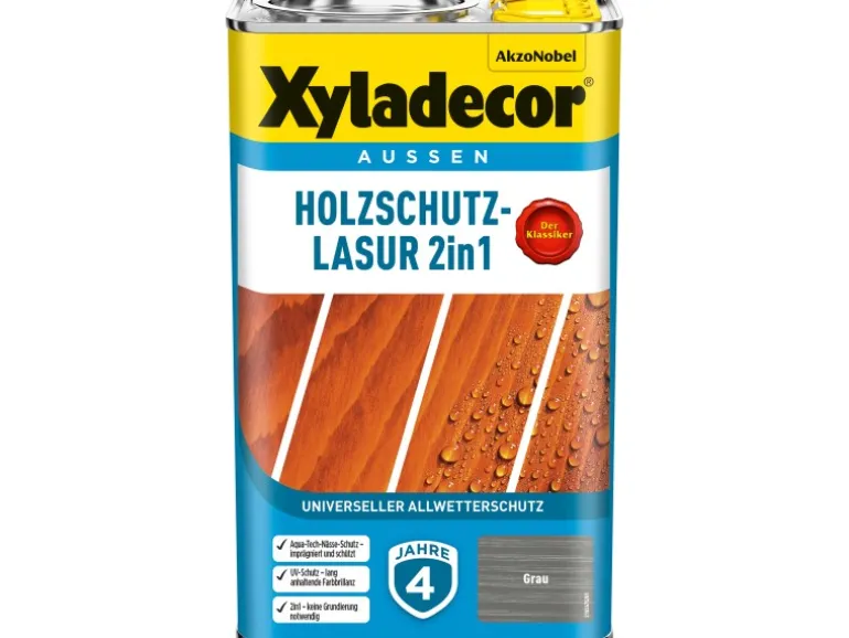 Xyladecor Holzschutz-Lasur 2in1 Grau 2,5 Liter