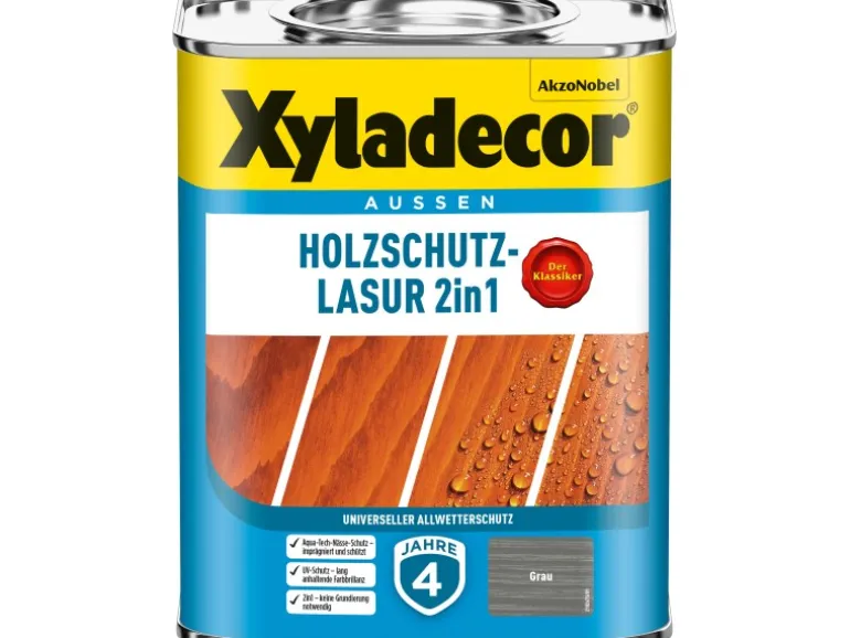 Xyladecor Holzschutz-Lasur 2in1 Grau 750 ml