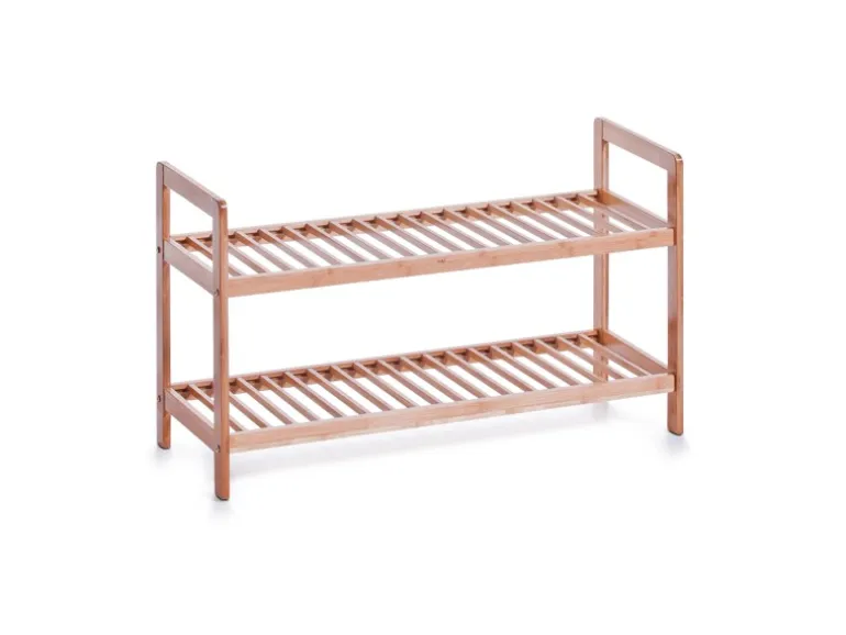 Zeller Schuhregal mit 2 Ablagen Bambus 70 cm x 26 cm x 40 cm