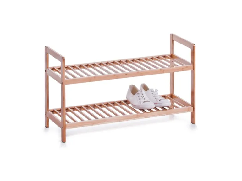 Zeller Schuhregal mit 2 Ablagen Bambus 70 cm x 26 cm x 40 cm