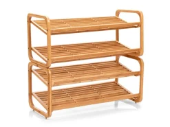 Zeller Schuhregal mit 2 Ablagen Bambus 74 cm x 33 cm x 33 cm
