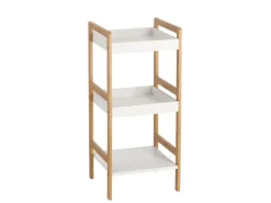 Zeller Standregal mit 3 Ablagen Bambus/MDF 80 cm x 36 cm x 33 cm Weiß