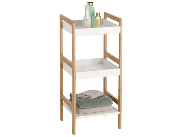 Zeller Standregal mit 3 Ablagen Bambus/MDF 80 cm x 36 cm x 33 cm Weiß