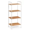Zeller Standregal mit 4 Ablagen Bambus/Metall 95 cm x 33 cm x 39 cm Weiß