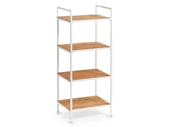 Zeller Standregal mit 4 Ablagen Bambus/Metall 95 cm x 33 cm x 39 cm Weiß