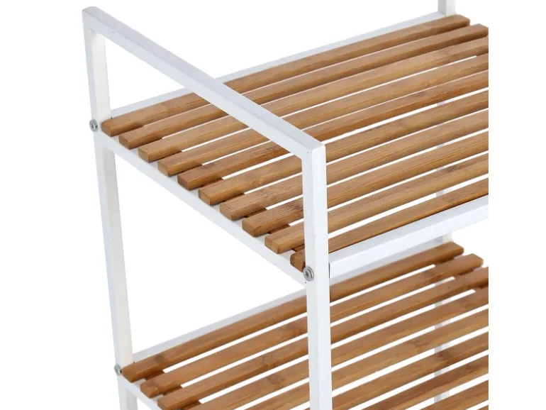 Zeller Standregal mit 4 Ablagen Bambus/Metall 95 cm x 33 cm x 39 cm Weiß